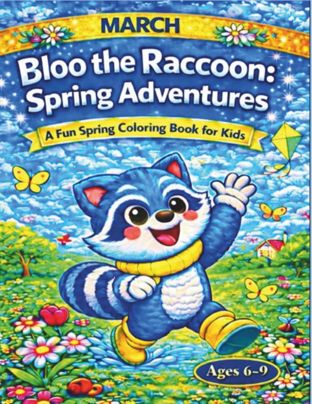 March – Bloo the Raccoon: Spring Adventures: A Fun Spring Coloring Book for Kids Ages 6–9