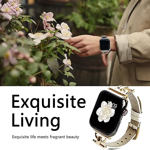 Miniatura 6 de Miimall Compatible con Apple Watch Band Leather Series 10 9 8 7 6 5 4 3 2 1 SE 2/SE Ultra 2/Ultra 42MM 44MM 45MM 46MM 1.929 in, [Ligera] Correa de