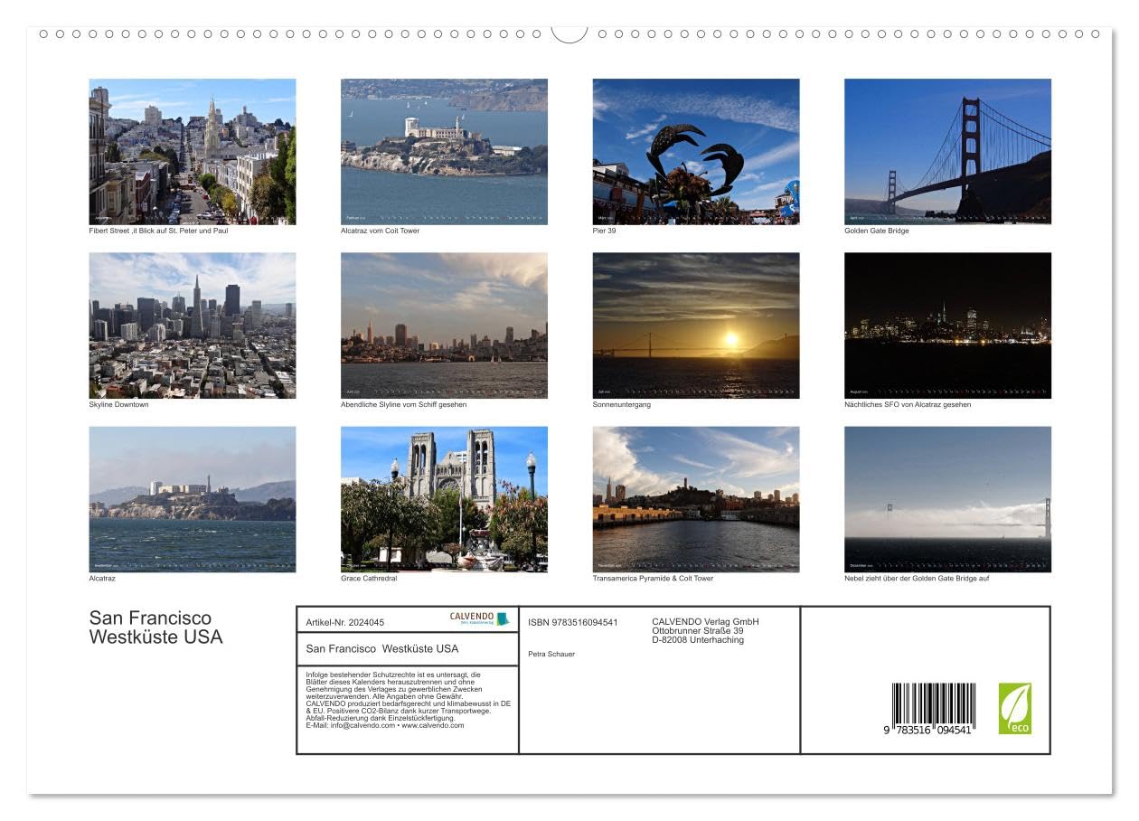 San Francisco Westküste USA (hochwertiger Premium Wandkalender 2026 DIN A2 quer), Kunstdruck in Hochglanz: San Francisco, eine der schönesten und aufregensten Städte der Welt (CALVENDO Orte)