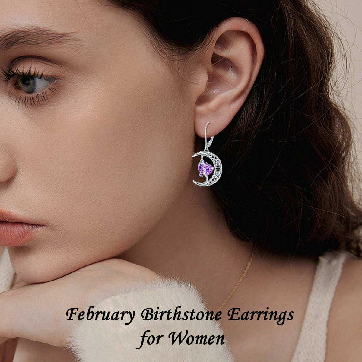TOUPOP Moon Birthstone Earrings 925 Sterling Silver Celtic Moon and Star Earrings Jewelry Birthday Mothers Day Gifts for Women Mom Her