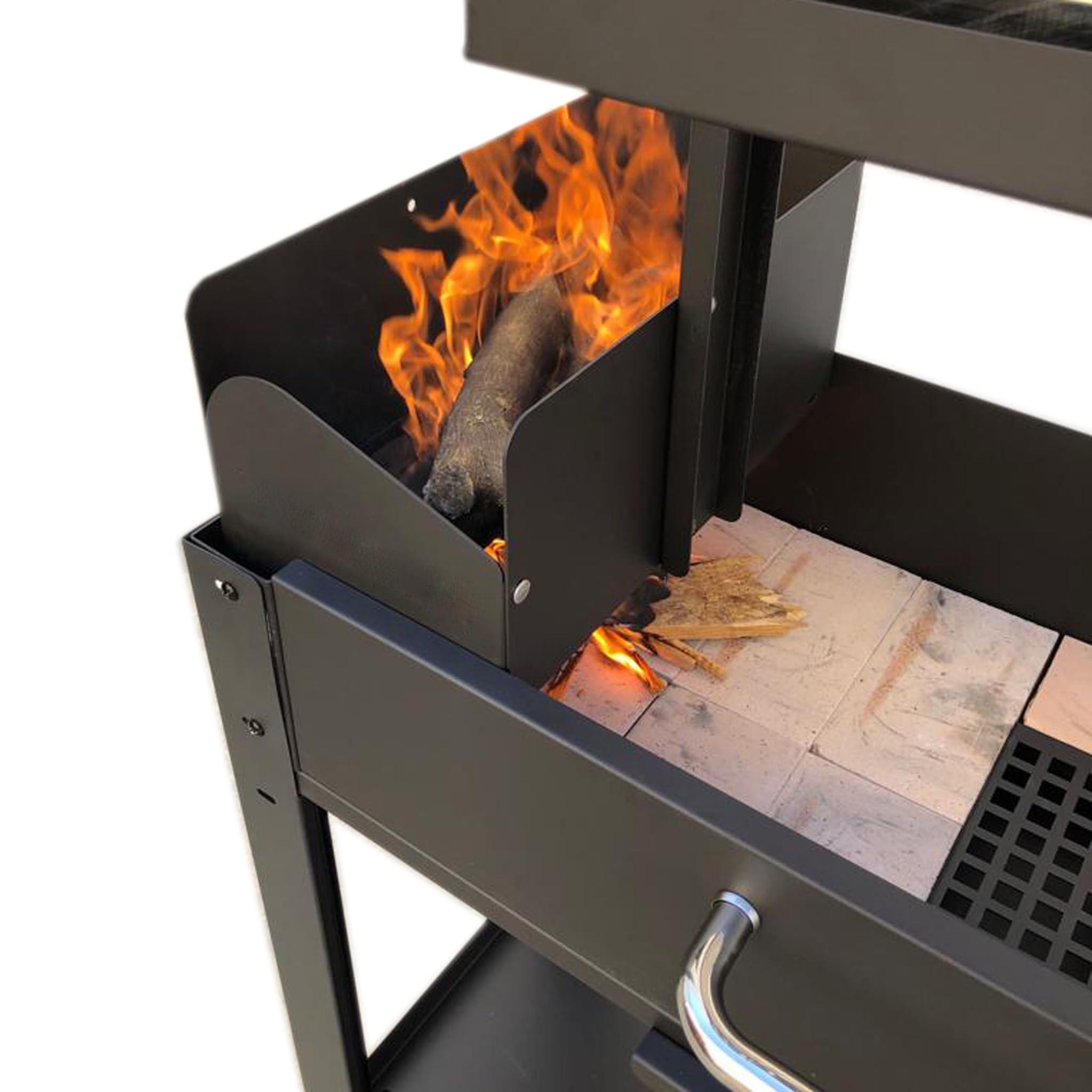 Barbecue a Legna o Carbone "LNG" con Griglia Regolabile a Manovella – Struttura Robusta con Mensola Ribaltabile e Portalegna