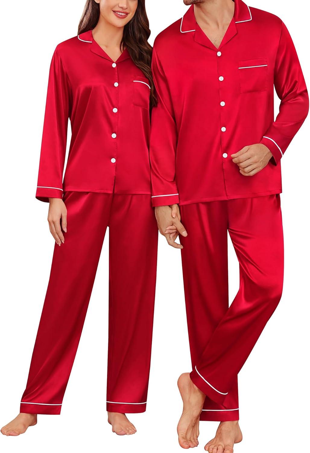 YOZLY Couples Matching Pajamas Set Christmas Family Matching Pajamas Festival Party Pjs Set Button Down Sleepwear S-XXL