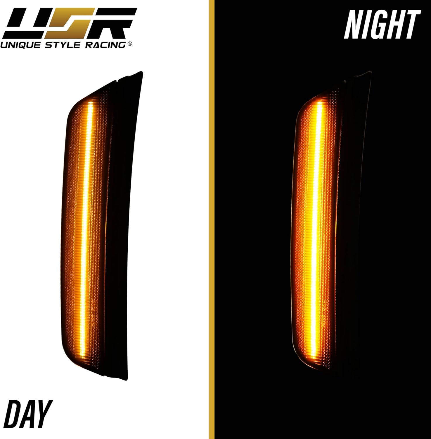 USR 21-25 WK2 SUV Side Marker Light – Front Smoked Parking Lamps (Left + Right) Pair - Compatible with 2021-2025 Jeep Grand Cherokee All Models such as SRT, Overland, Summit (SMOKE LENS w/AMBER LED)