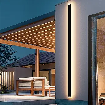  Porch Wall Lights 78.7 inch Long Strip Modern Outdoor Wall Light Fixture 1 Pack, 55W Black Wall Mount Lighting Sconce Exterior Lights Wall Sconce 3000K for House Living Room Corridor