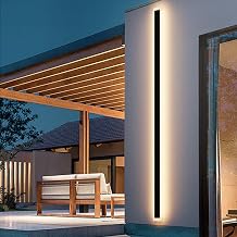Aipsun Porch Wall Lights 78.7 inch Long Strip Modern Outdoor Wall Light Fixture 1 Pack, 55W Black Wall Mount Lighting Sconce Exterior Lights Wall Sconce 3000K for House Living Room Corridor