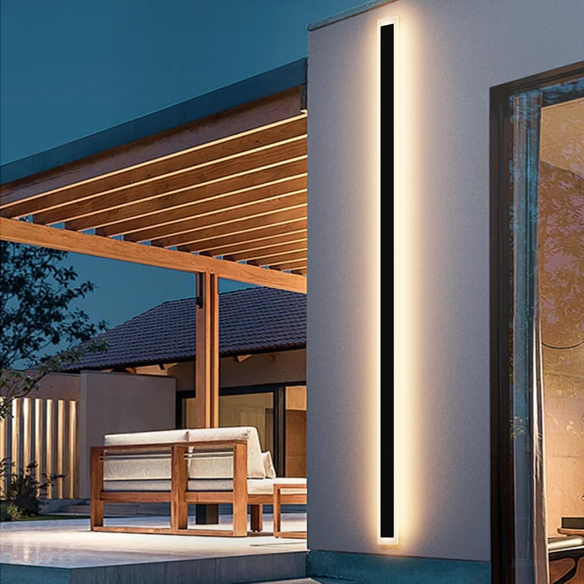 Aipsun Outdoor Wall Light Fixture, 65W Black Sconce, 79 Inch Modern Design,
