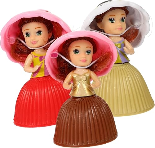 Alipis 3 piezas de magdalena princesa muñeca pequeña sorpresa regalo juguetes transformables postre juguete falso muffin para niñas bebé color y