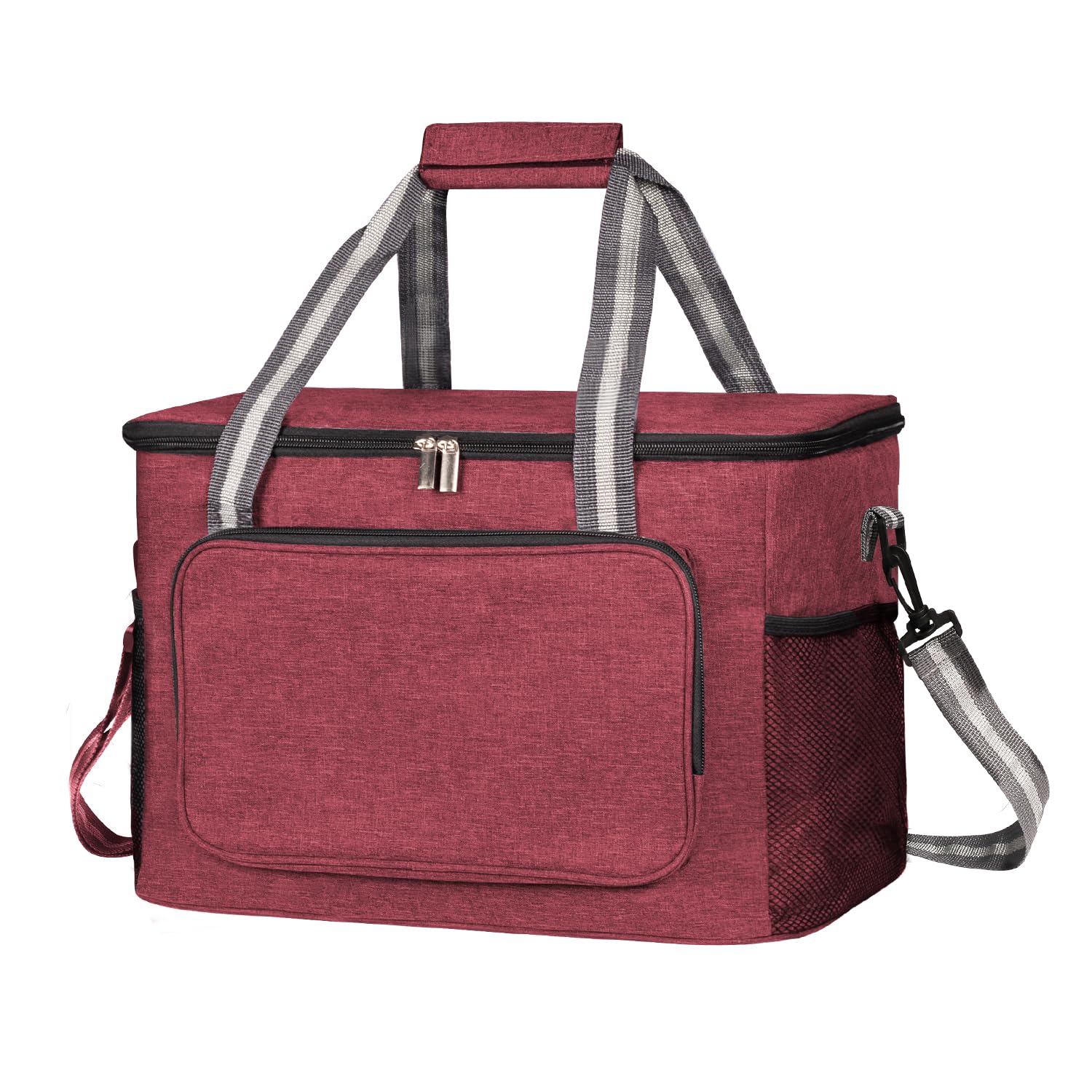iknoe Bolsa térmica grande plegable para 24 latas, bolsa térmica a prueba de fugas con múltiples bolsillos para adultos, lonchera aislada para playa, picnic, trabajo