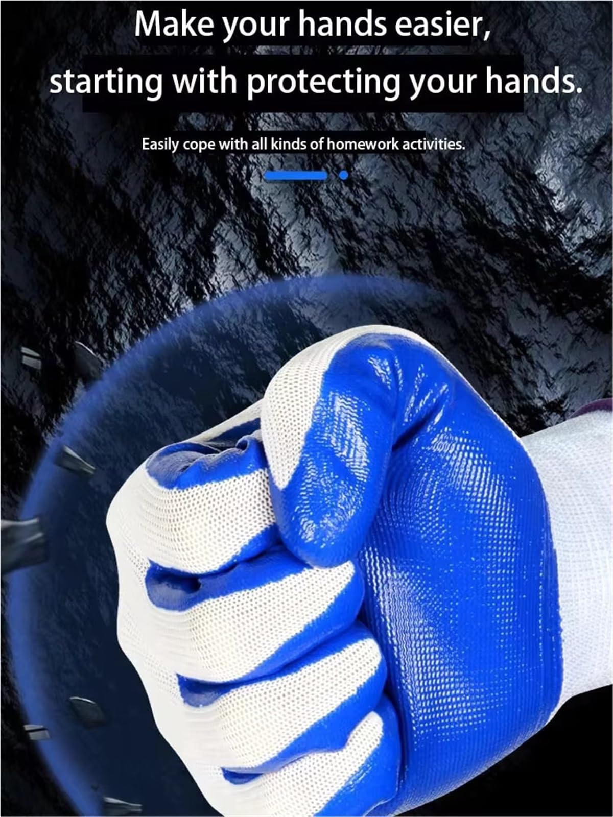 Guantes De Trabajo Antideslizantes 3 pares de guantes nitrilo transpirables antideslizantes for trabajos construcción(12 Pairs)