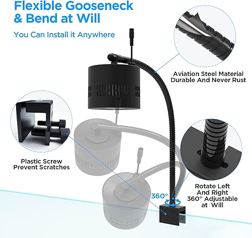 Miniatura 6 de Lominie Luz LED para acuario, regulador de intensidad con control remoto 0-100% de brillo, 80 W, para tanque de peces plantado, lámpara de clip para