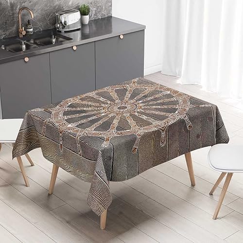 Azul marino Manteles para Mesa De 6 Sillas Umber Brownsmall Mesa de picnic resistente a las arrugas, 52 x 70 pulgadas