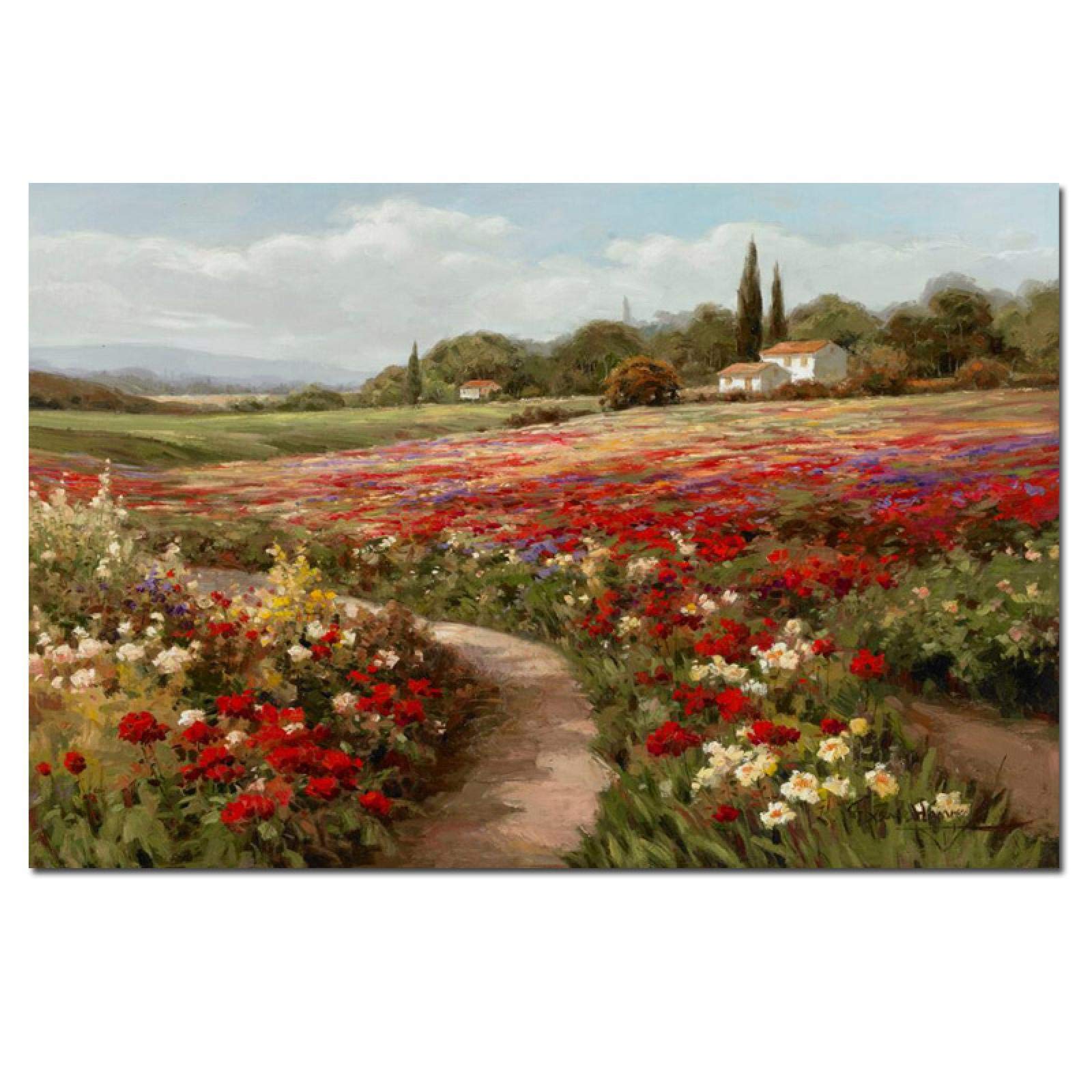 HSFFBHFBH Álamos campos paisaje impresionista de Claude Monet pintura sobre lienzo carteles e impresiones cuadro de pared para sala de estar 70x120 cm (27,5x47 pulgadas) marco interior