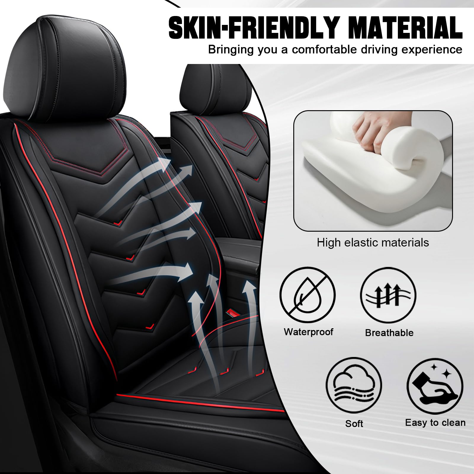 Fundas Asientos Coche Universales para Toyota Landcruiser J15 2009-2026, Una Experiencia Fantástica, Cuero PU Cubre Asiento Coche，Transpirable, 5 Plazas(Black)