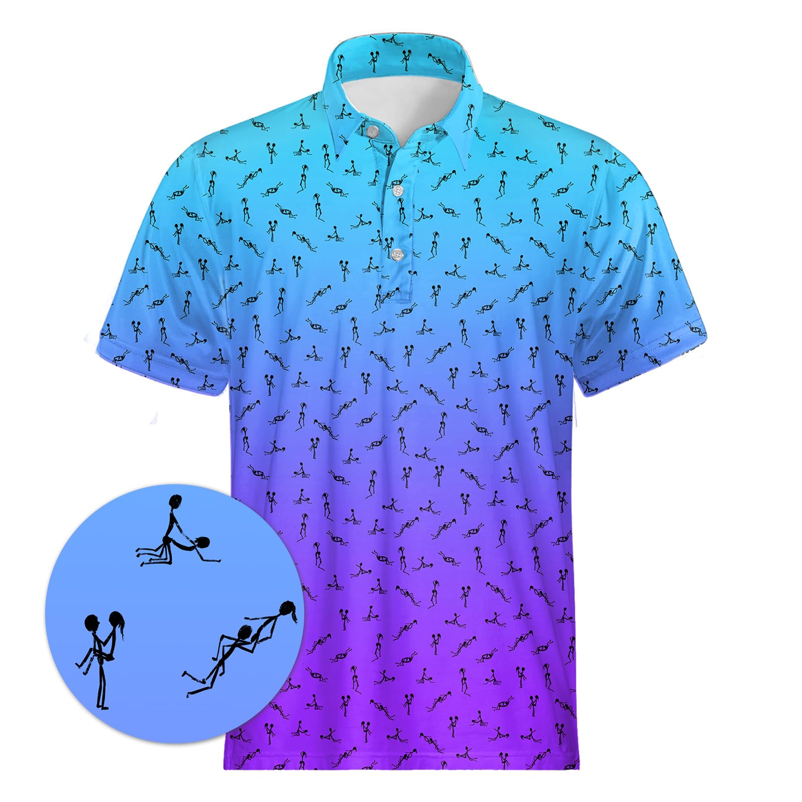 Mens Funny Golf Polo Shirts Short Sleeve Quick Dry Polo Shirts