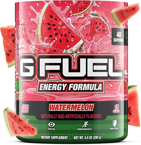 G Fuel Sandía Energía en Polvo  9.8 oz Bañera (40 porciones)  Bebida Energética Natural, Suplemento Energético y Enfoque