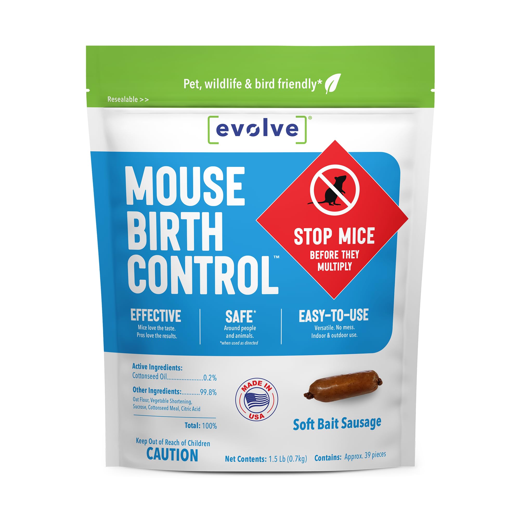 Evolve Mouse Birth Control Soft Bait Sausages 1.5 lbs | Science-Based Mouse Population Control | Non-Lethal Long-Term Population Management | Science-Based Mouse Population Control | Non-Leth product thumbnail 3