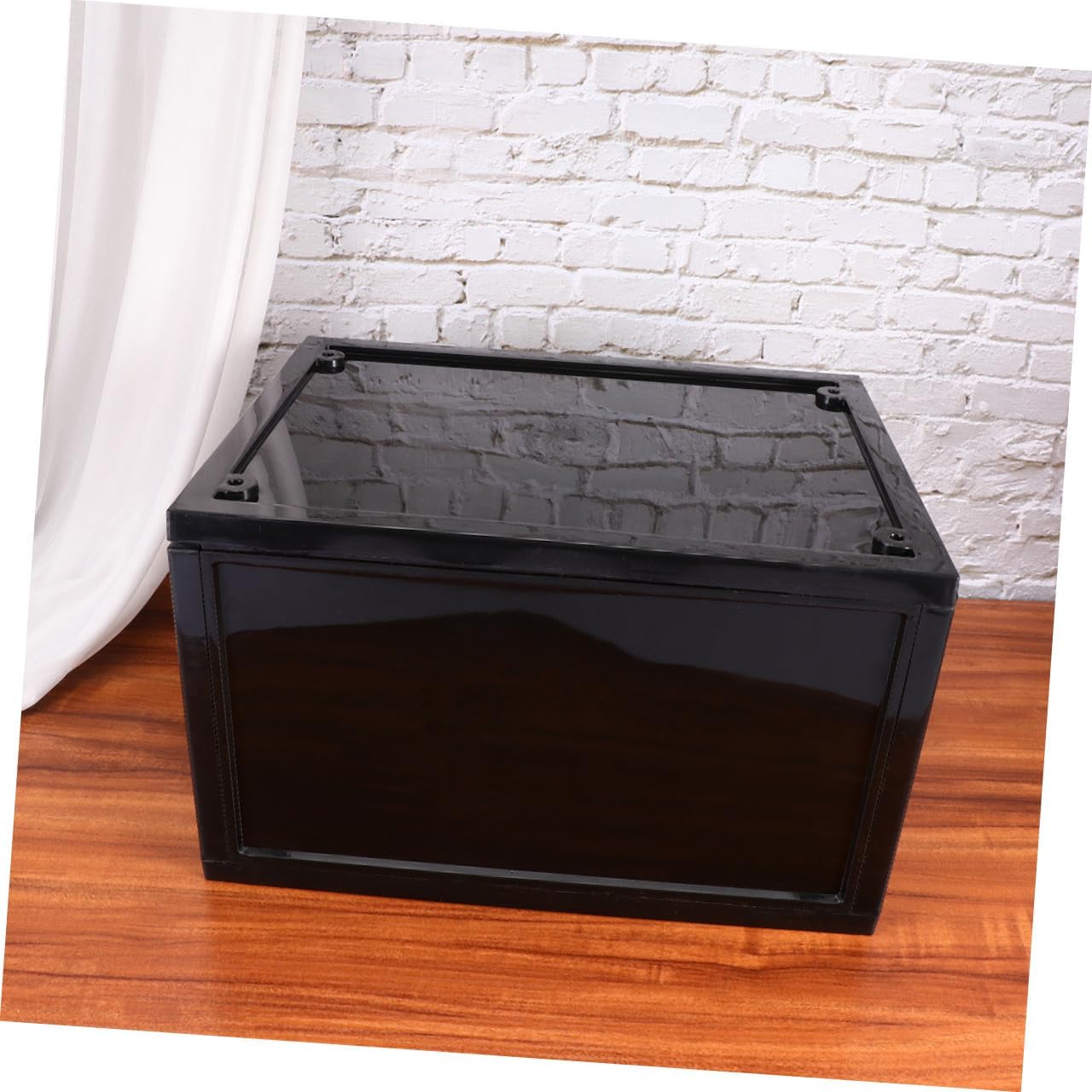 MAGICLULU 1pc Magnetic Type Shoes Organizer Box Display Storage for Sneakers High Heels Boots Stackable Side Open Design for Closet and Entryway Black