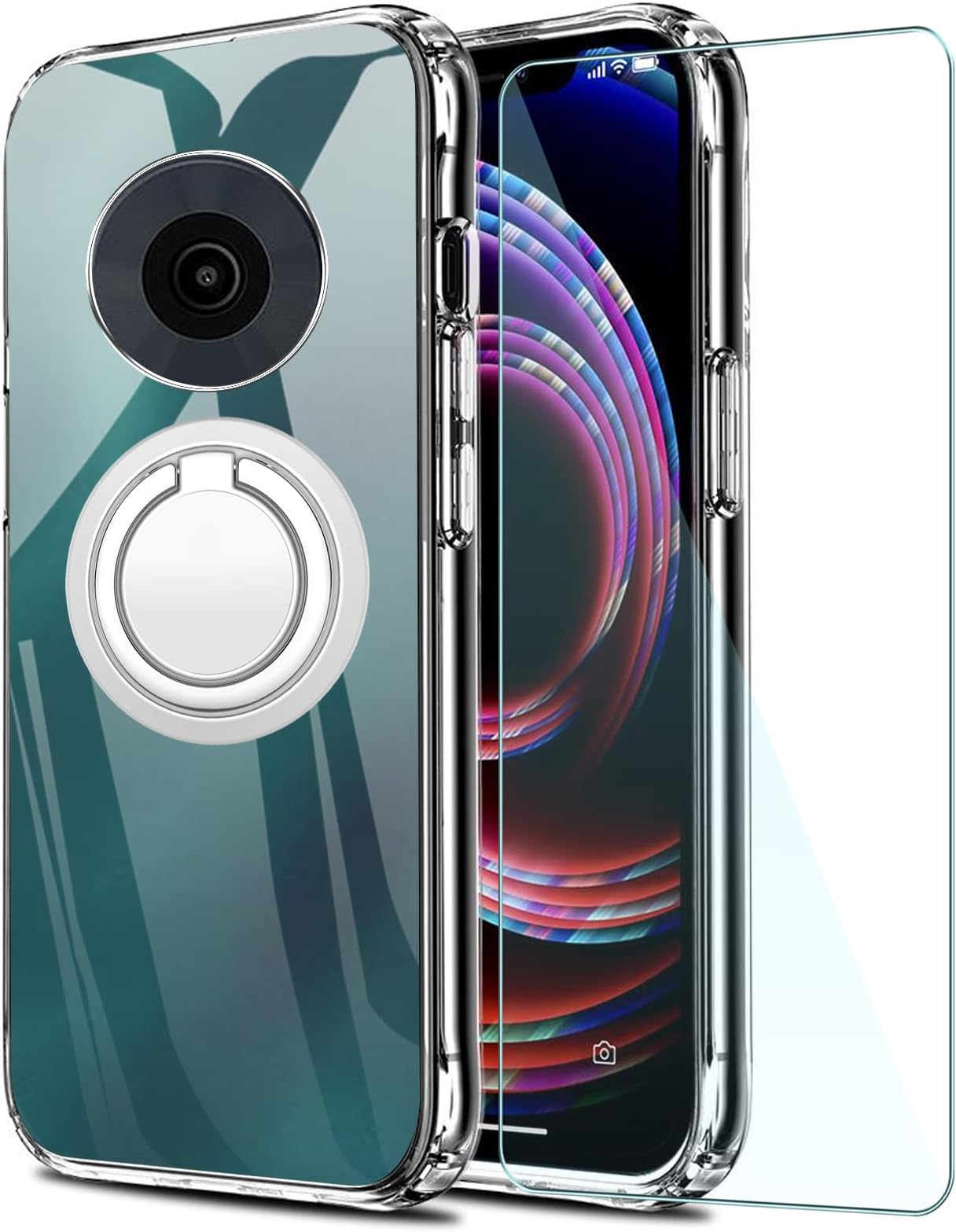 Case for Nokia 5310 2024 with Stand and Screen Protector,Shockproof Cover,Thin Anti-Fingerprint Phone Cover for Nokia 5310 2024,Transparent - Z