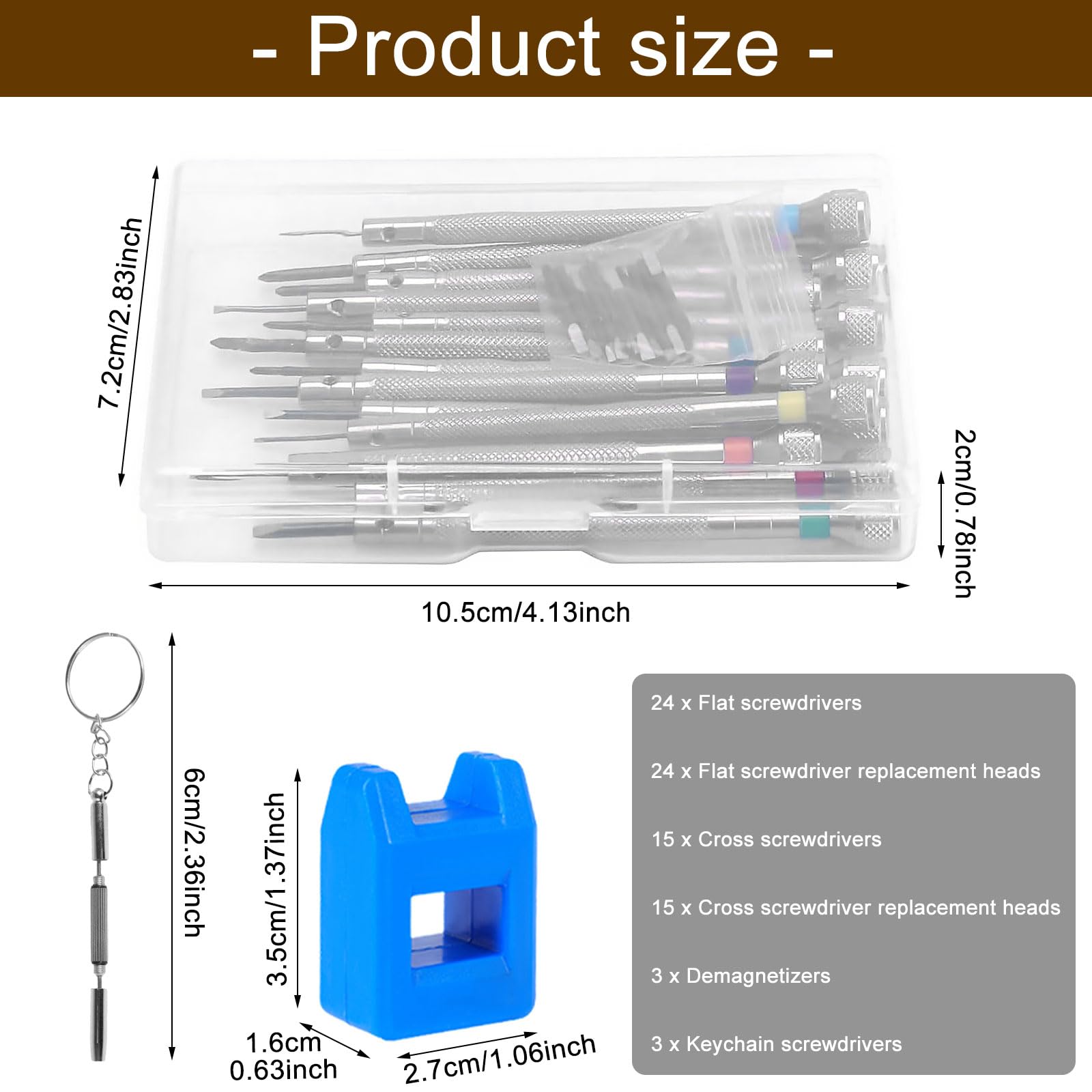 Set di 39 cacciaviti di precisione da 0,6 a 2,0 mm, in acciaio ad alta durezza, micro croce, kit per riparazione elettronica da lavoro per orologi, occhiali, gioielli, lavoro