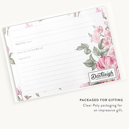 Miniatura 4 de Juego de 50 tarjetas de recetas de flores de cerezo rosa, diseño floral encantador para tu colección culinaria