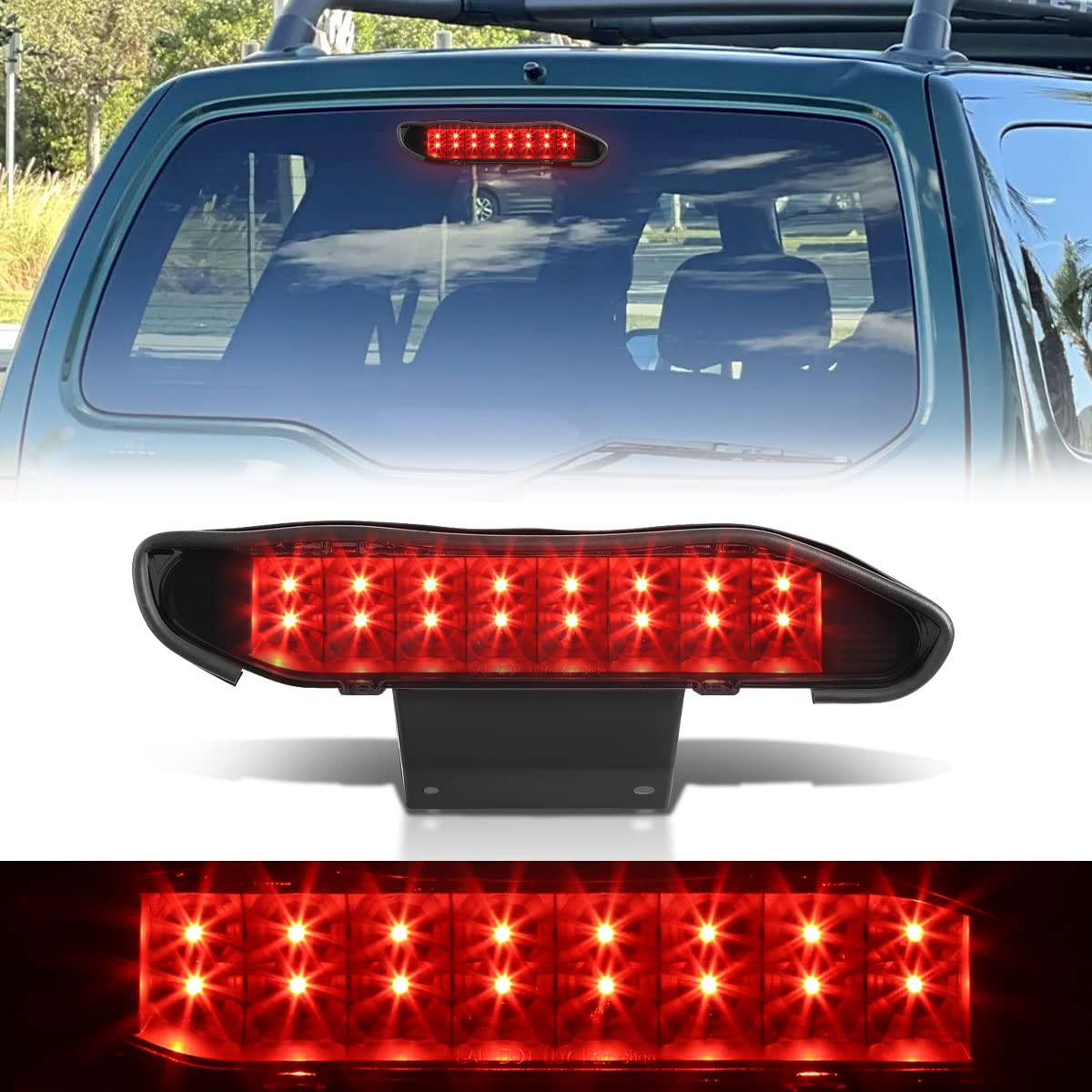 Auto Dynasty Dual Row LED Tinted Lens 3rd Third Tail Brake Light Lamp Compatible with Xterra WD22 00-04