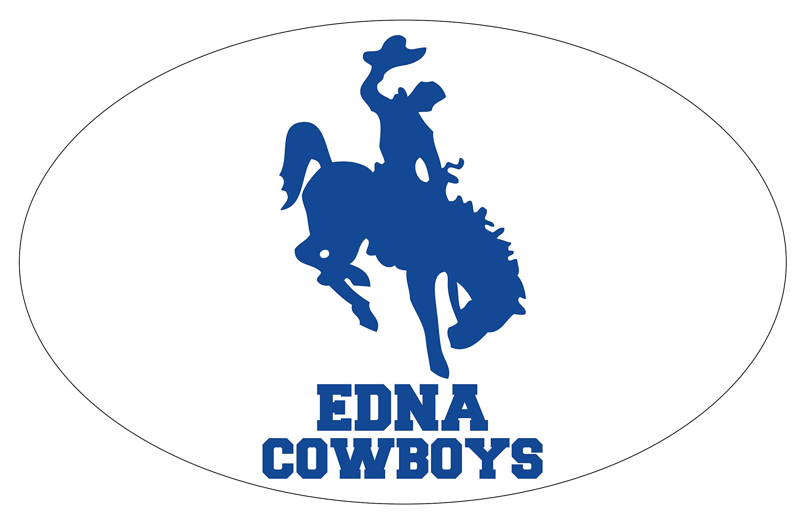 R and R Imports, Inc Edna High School Cowboys Texas Sports Team 9” x 14” Jumbo Oval Mascot Magnet