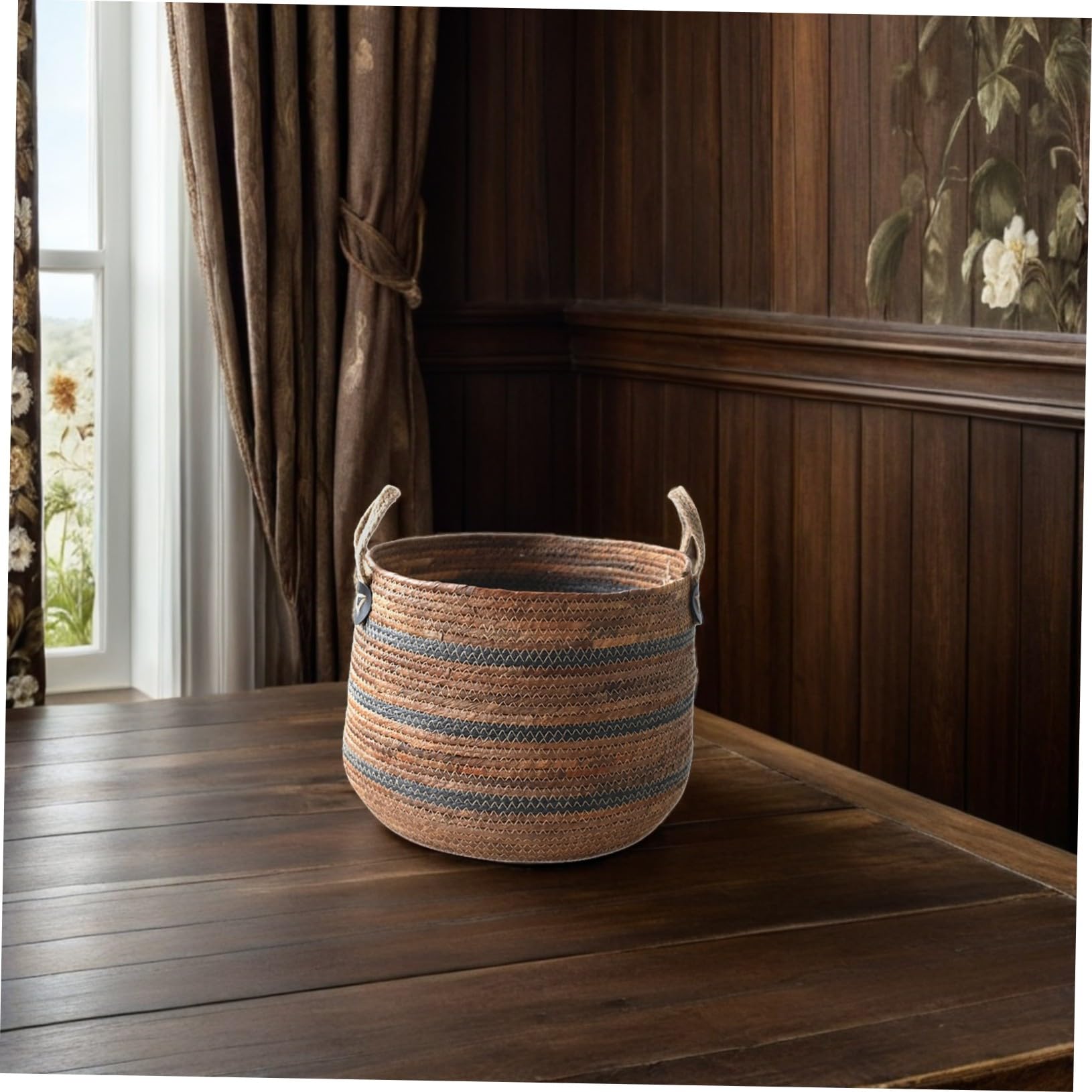Cesto Portabiancheria Intrecciato in Paglia, Piccolo 29x21, 1 Pezzo | Stile Rustico Nordico, Capienza Ampia, Utile per Ordinare Oggetti e Tenere in Ordine la Casa