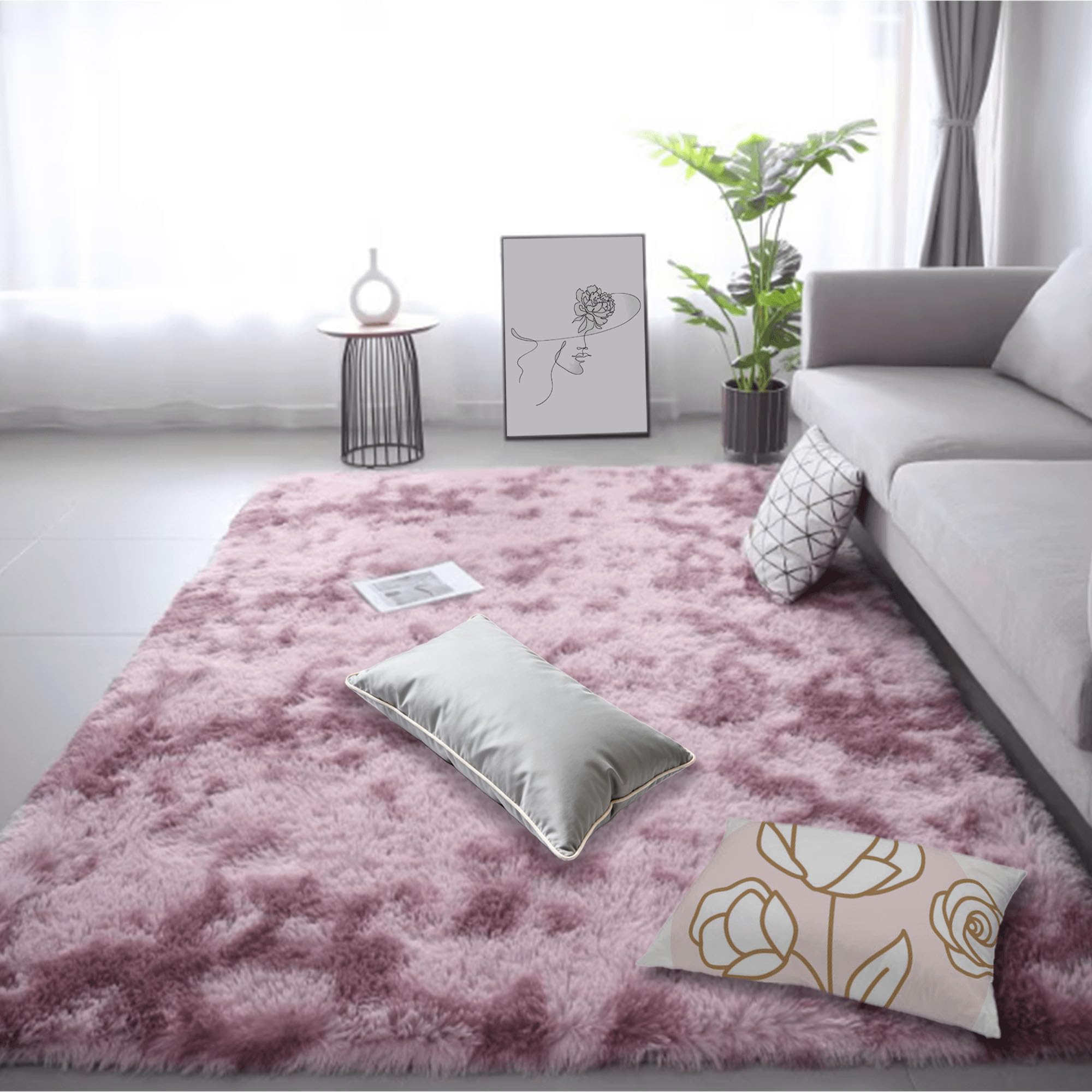 Moquette chambre 160 x 190 cm rose pourpre pour un sol de salon confortable