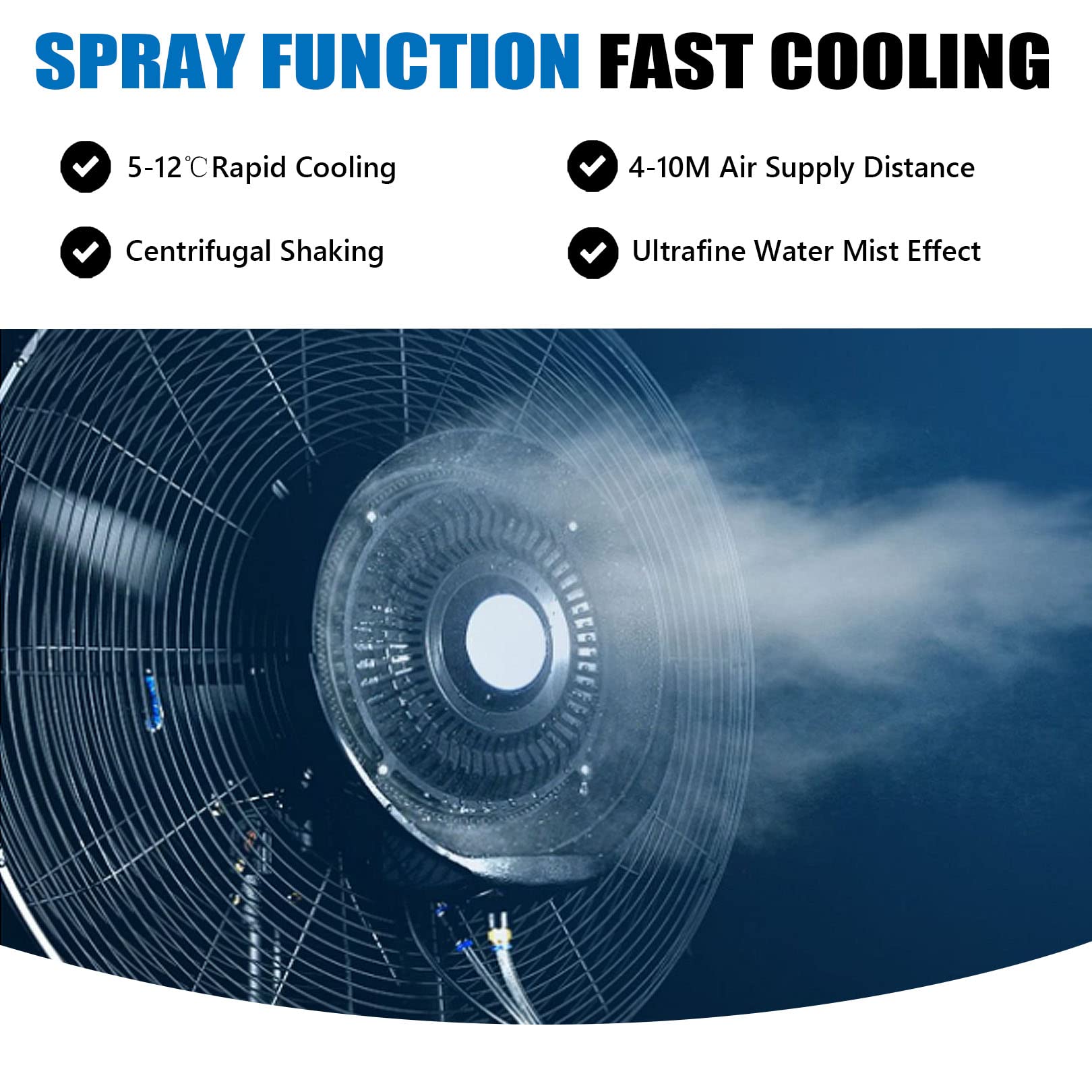 Ventilador de nebulización, diseño de pedestal oscilante con depósito de agua de 45 litros para uso en exteriores, ideal para patio trasero y patio, 71 cm de alto, refrigeración ajustable para días