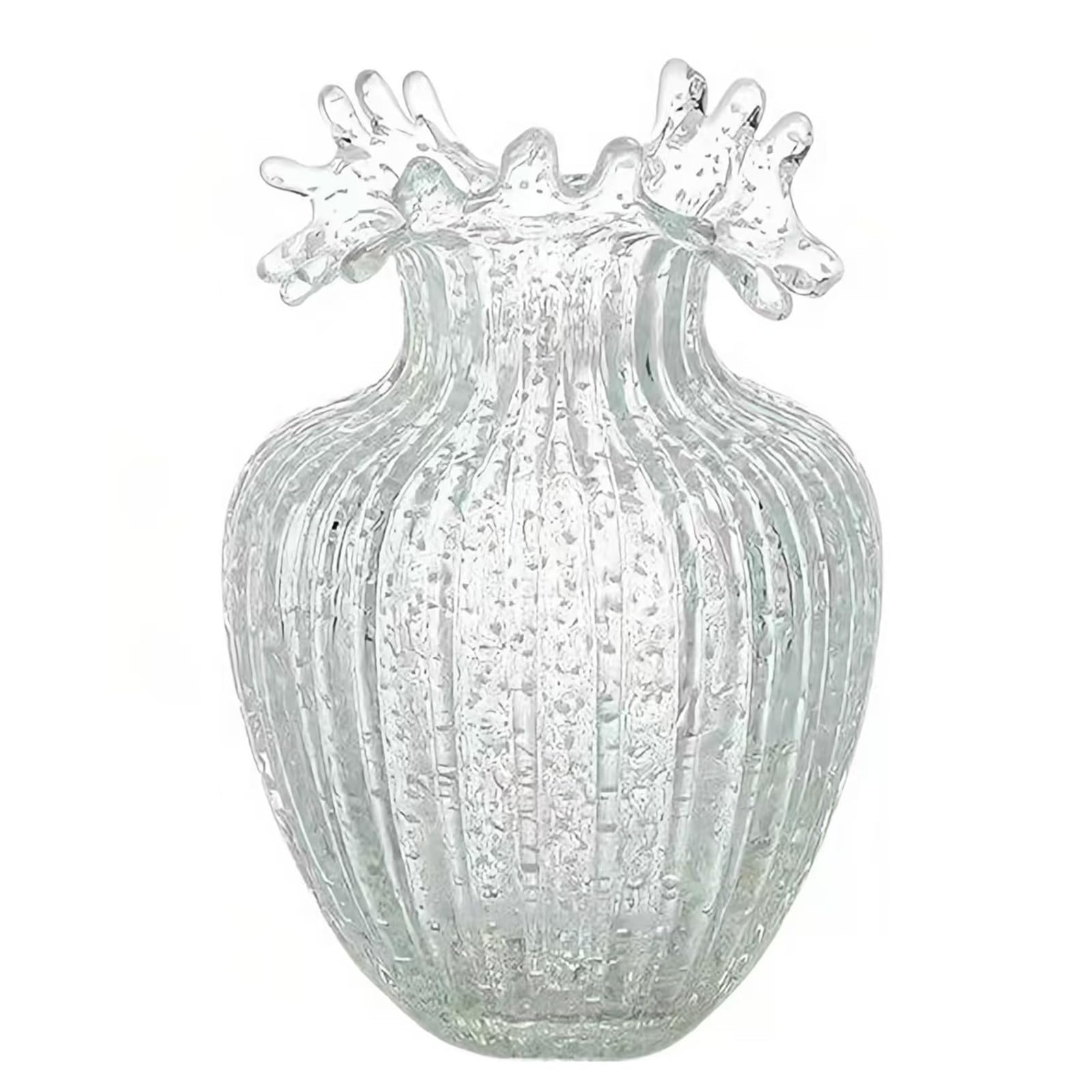 Radefasun Large Size Wave Mouth Vases Luminous Handmade Glass Flower Vase Desktop Ornaments Propagation Station Plant Holder for Home Wedding Decor (L, Wave)