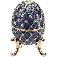 Large Royal Blue Ornate Egg Treasured Trinkets Keepsake Box Juliana 15058