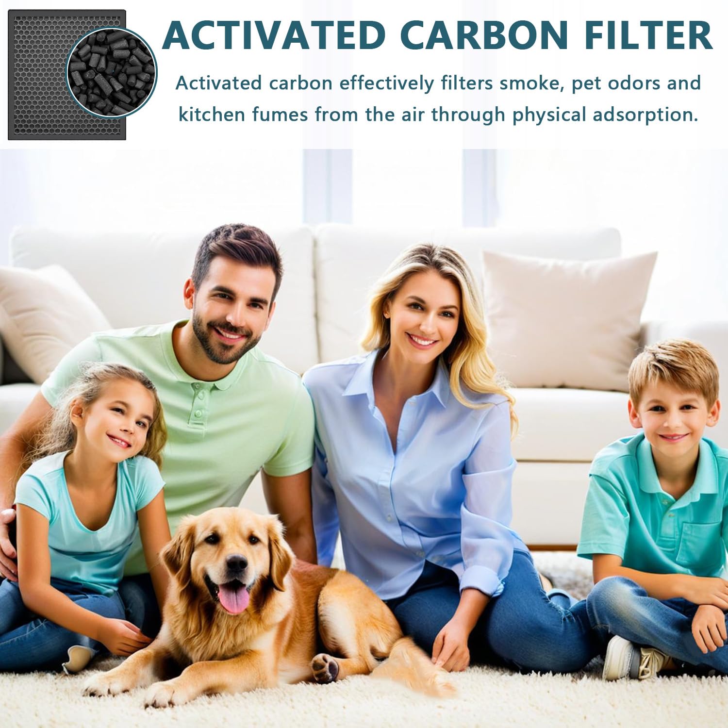 Filtro Hepa de repuesto H13 compatible con purificador de aire Purairia ZWN-132, filtro HEPA H13, carbón activado de alta eficiencia, 4 unidades