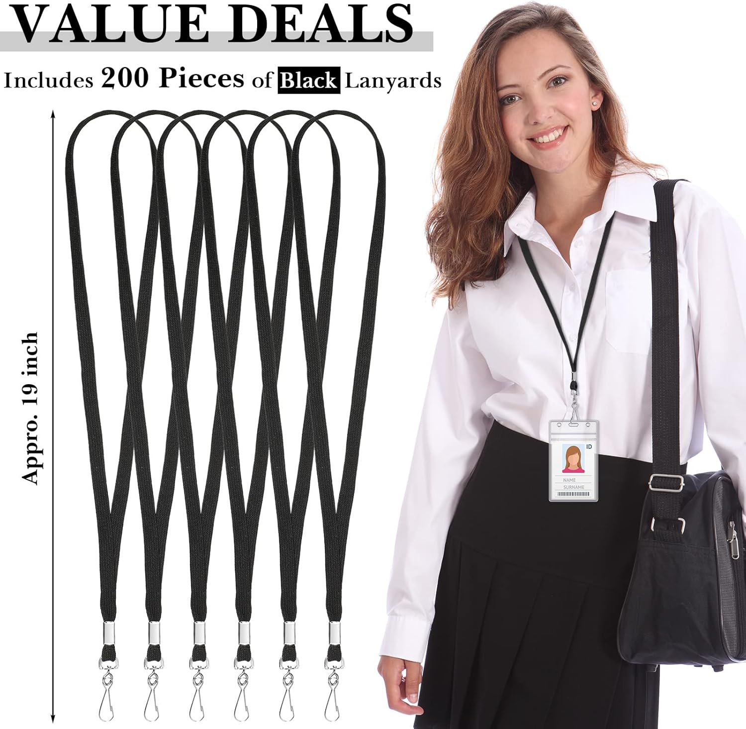 Epakh 200 Pcs Lanyards for ID Name Badge Holder Neck Lanyard Flat with Clips Neck Straps for Office School Nurse - Image 2