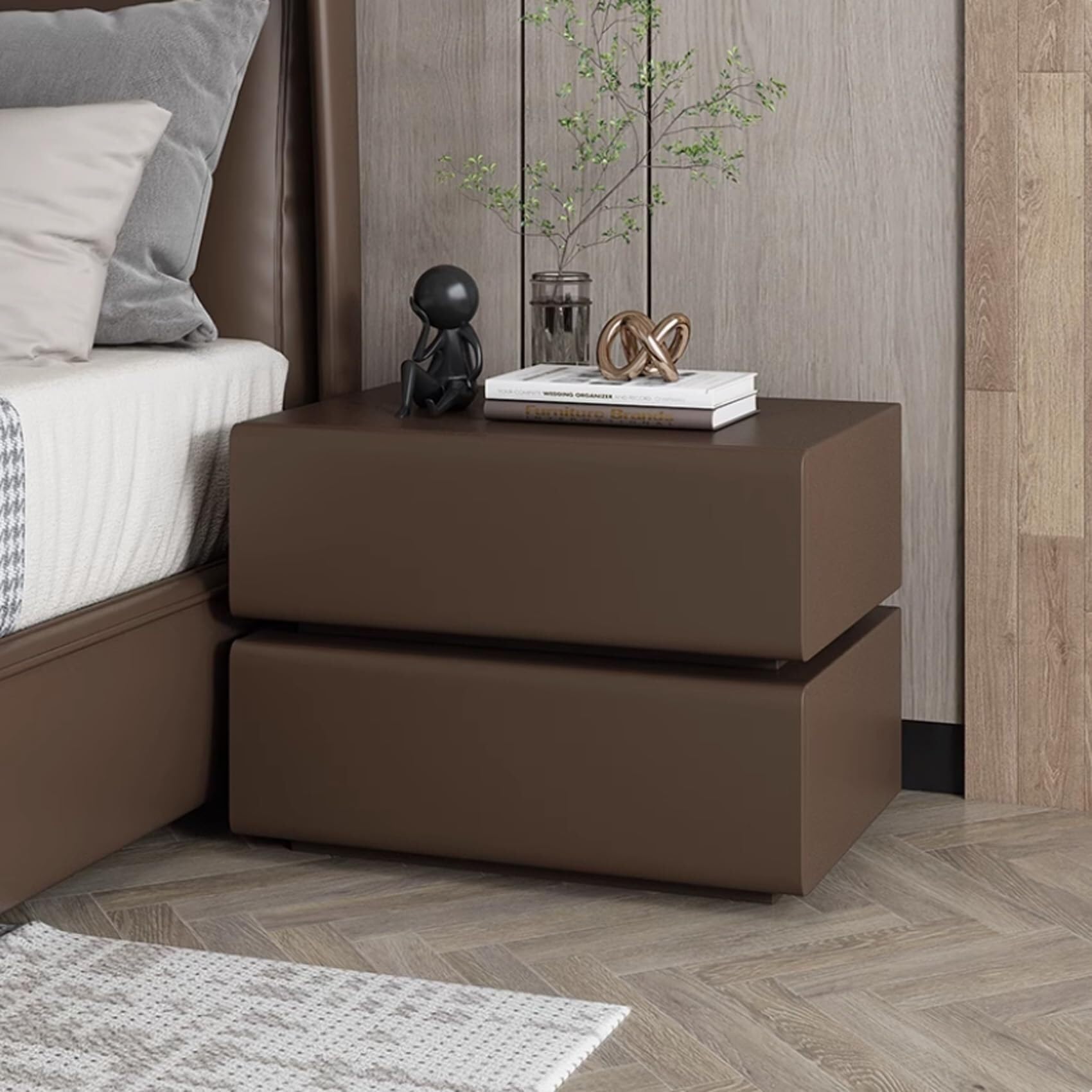 Comodino in Legno massello, Comodino a Doppio Strato con Spazio di archiviazione, tavolino da Salotto, Semplice mobiletto portaoggetti, Ideale per Il Soggiorno