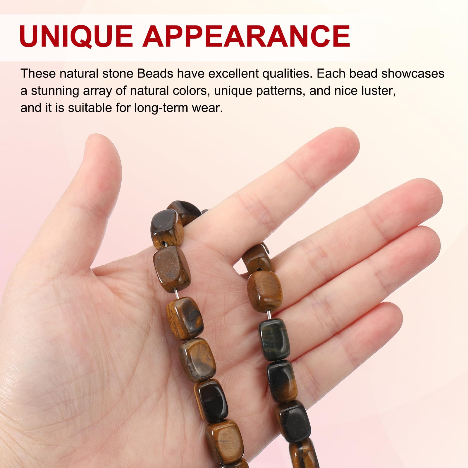 PATIKIL 12x8mm Natural Stone Gemstone Beads for Jewelry Making 1 Strand 15"/38cm Cuboid Loose Spacer Beads Crystal Agate Beads for Bracelet Necklace DIY Art Craft Yellow Brown - Image 3