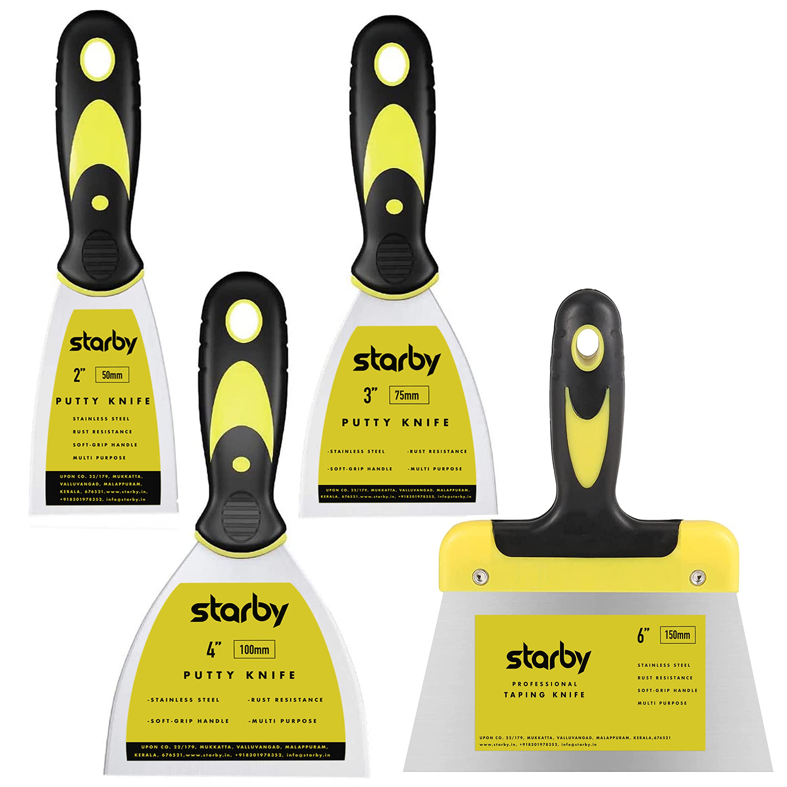 See full amazon price history chart for Starby Stainless Steel Putty Knife Set | Pack of 4(2” 3” 4” 6") Putty Scraper Tool for Drywall Finishing, Plaster Scraping, Decals, Wallpaper, Mixing, Cutting & Other Uses Starby Stainless Steel Putty Knife Set | Pack of 4(2” 3” 4” 6") Putty Scraper Tool for Drywall Finishing, Plaster Scraping, Decals, Wallpaper, Mixing, Cutting & Other Uses (B0B3RXP1NL) Amazon Price History, Amazon Price Tracker