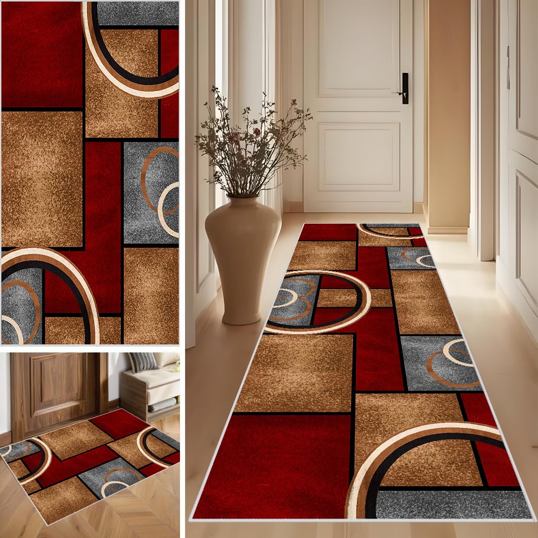 SUNMME Runner Rugs for Hallway Kitchen Carpet Runner Non Slip Washable Hall Runners Floor Carpets for Entryway Living Room Corridor Long Bedside Low Pile Carpet for Narrow Spaces 60 x 230 cm