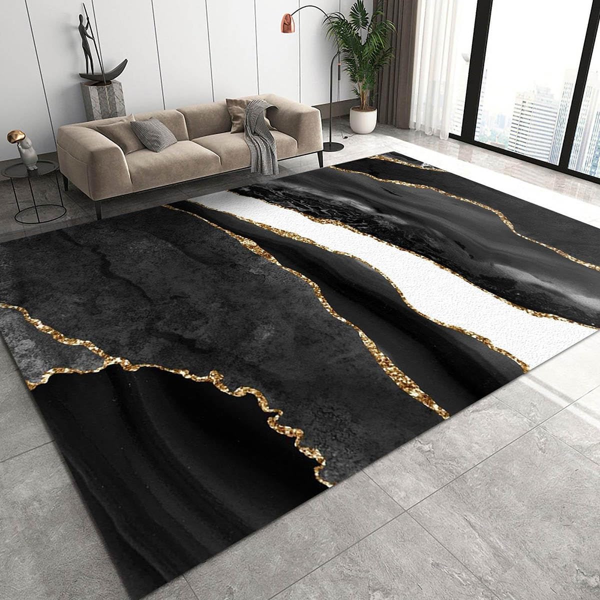 Tapis lavable en machine 200x300cm antidérapant et à poils ras grand format couleur L SSWH