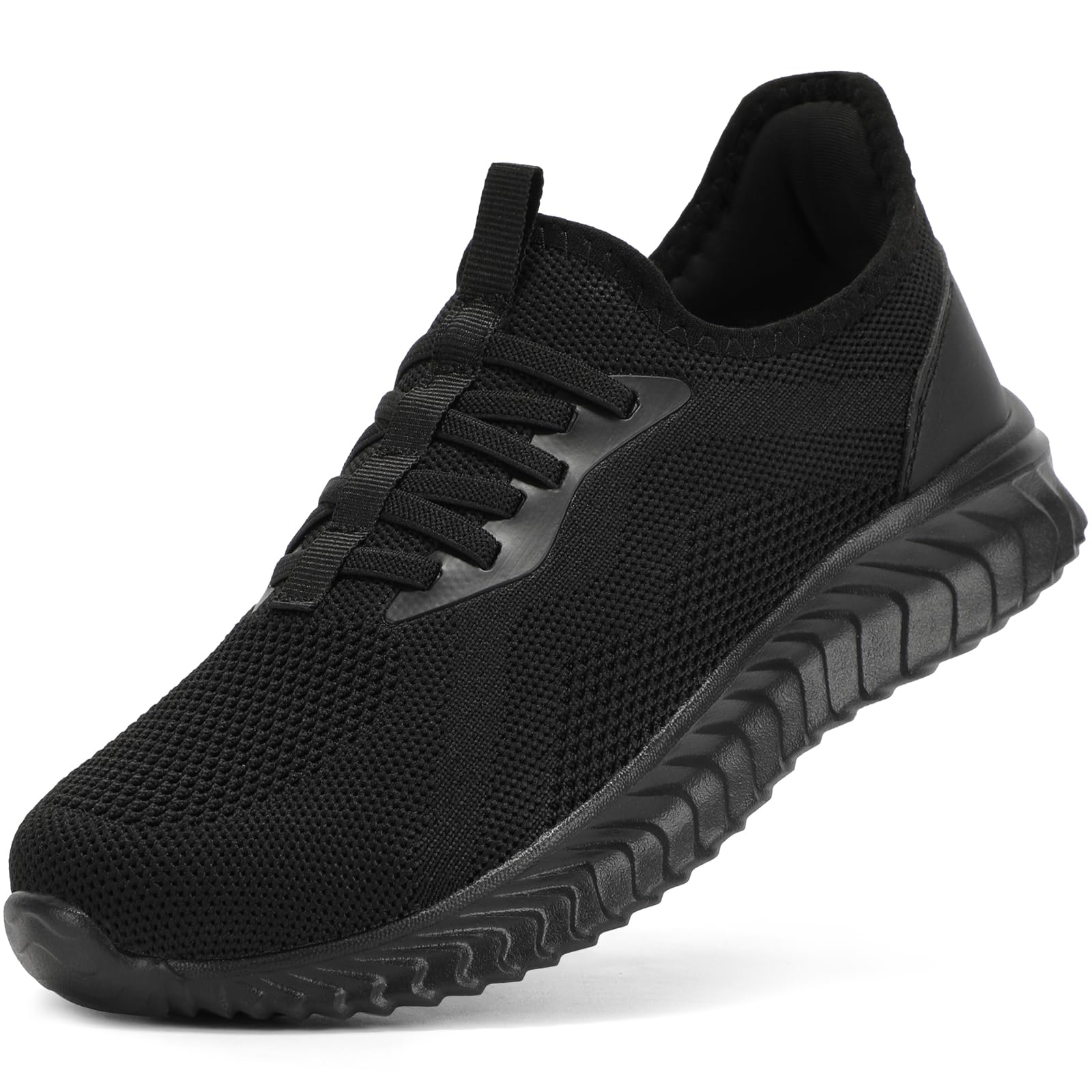 STQ Zapatillas deportivas para mujer, cómodas y ortopédicas para el trabajo, ligeras, para caminar o ir al gimnasio, Todo negro., 38 EU