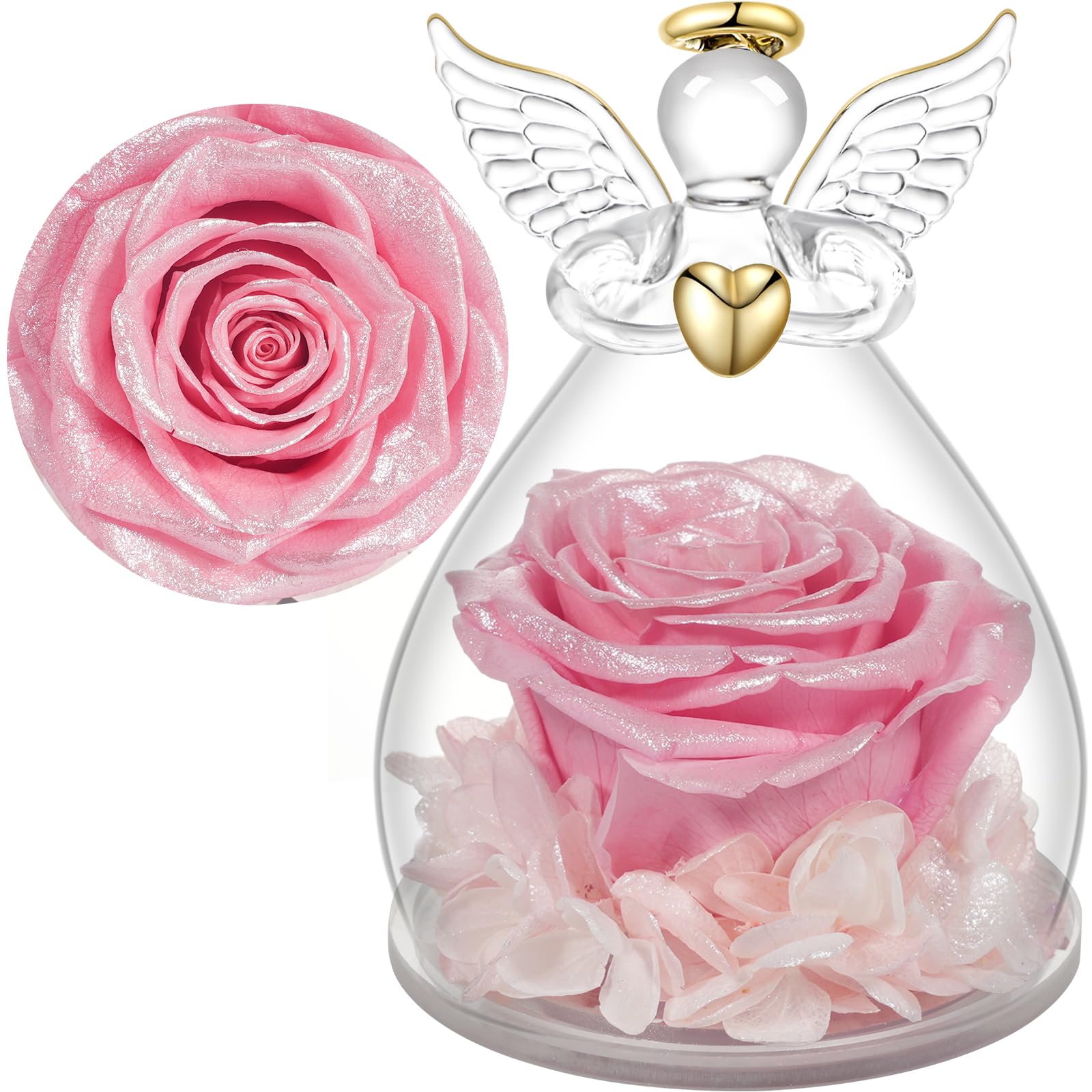 Yamonic Rosa Eterna Regalo Mujer,Rosa Eterna Natural Preservada con Figura Ángel Regalo Dia de la Madre, Flores Preservadas Regalos Cumpleaños Mujer Abuela, Regalos para mamá en el Día de la Madre — view 15