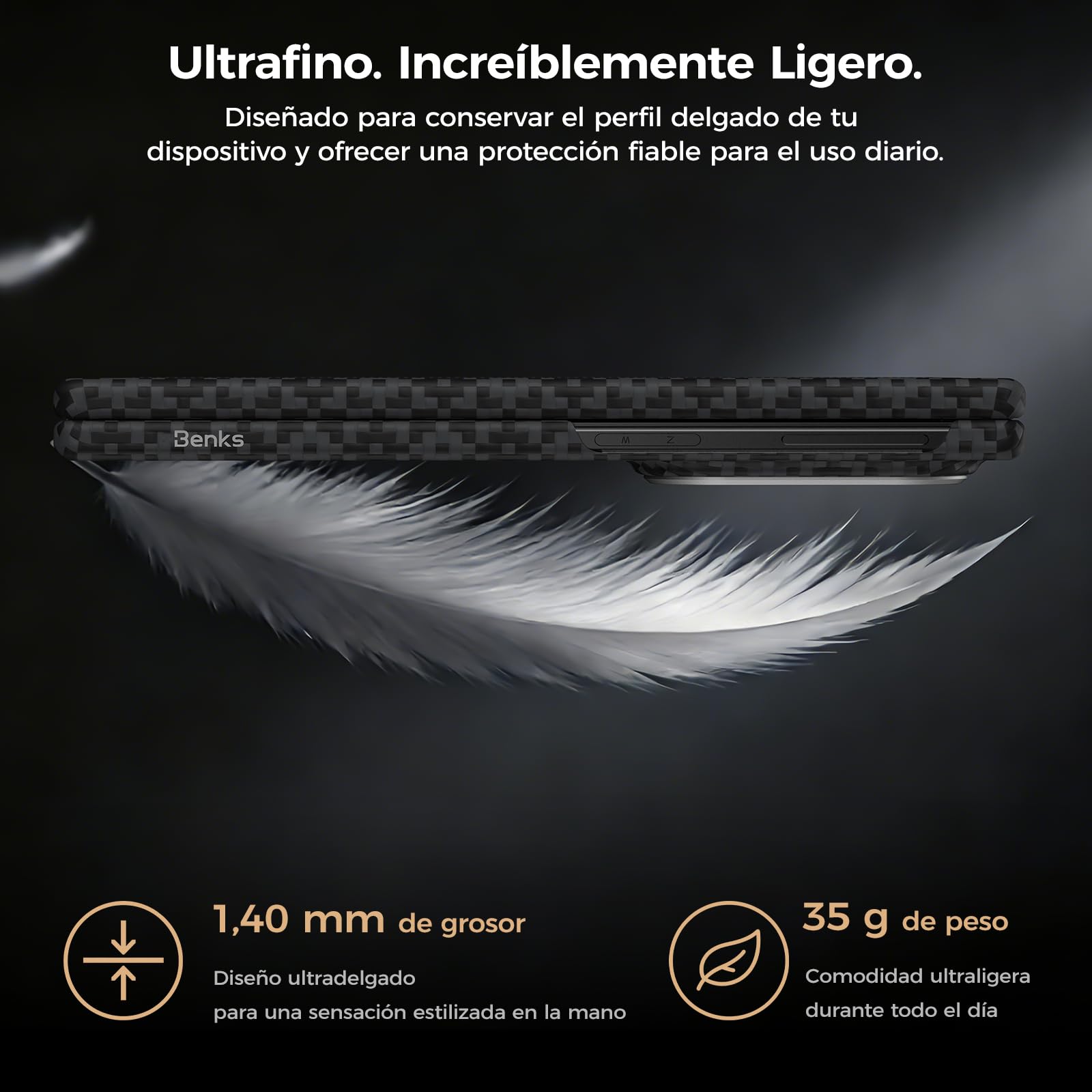 BENKS ArmorGrid Air Funda para Samsung Galaxy Z Fold 8 para MagSafe | Ultrafina en Fibra de Aramida Kevlar, Protección de Bisagra, Ligera Minimalista, Delgada y Cómoda al Tacto