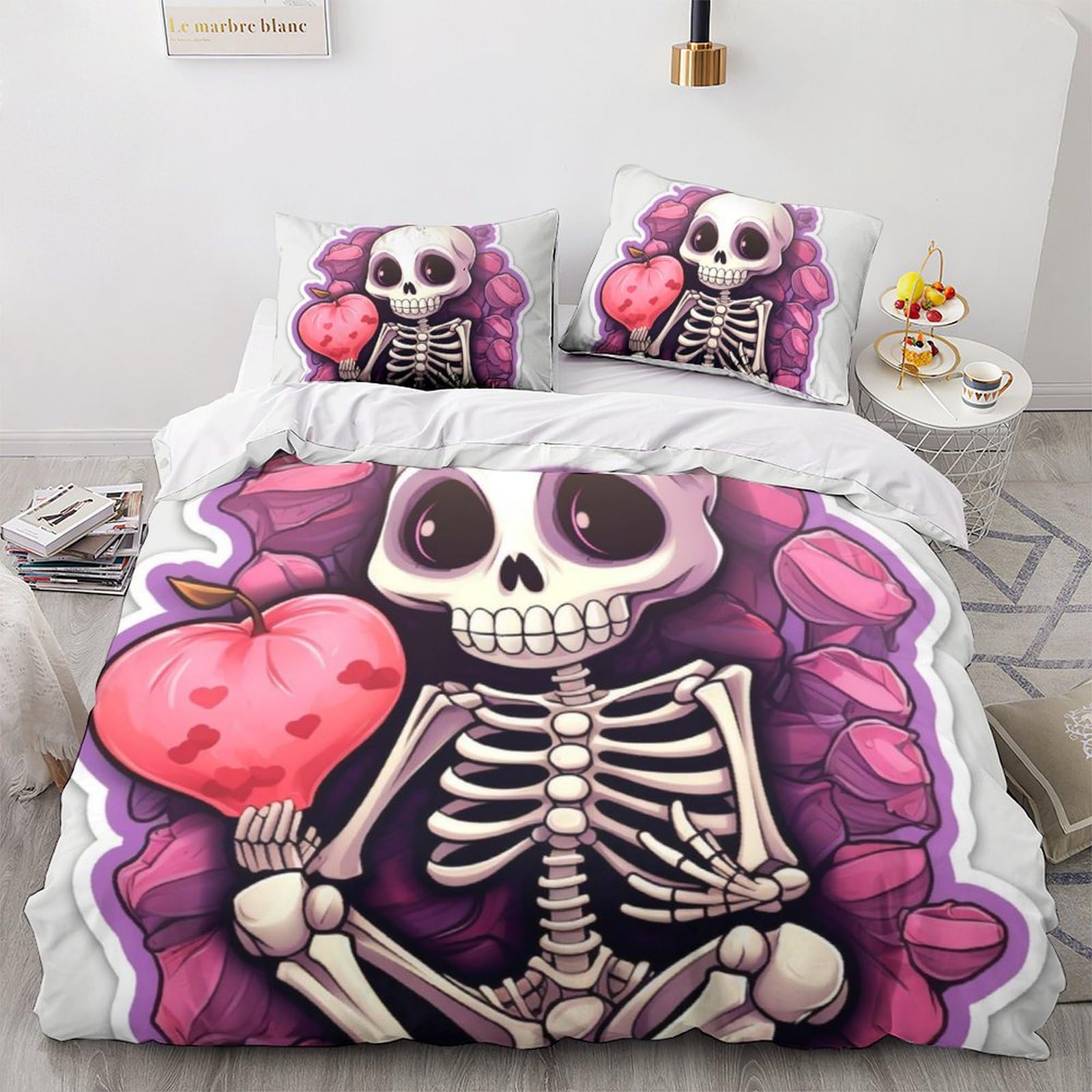 Housses de couette skeleton parure lit 3D microfibre 200x200