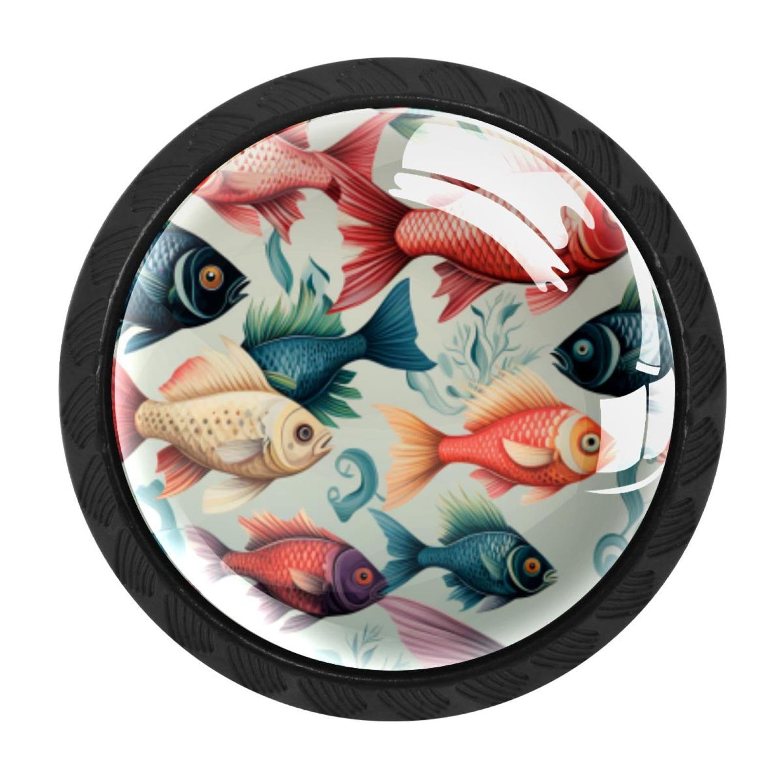 Chenzzzz Multicolored 08 4 Pieces Fish Kitchen Cabinet Knobs Drawer Knobs Dresser Knobs Black Knobs Drawer Pulls Dresser Drawer Handles Knobs For Dresser Drawers