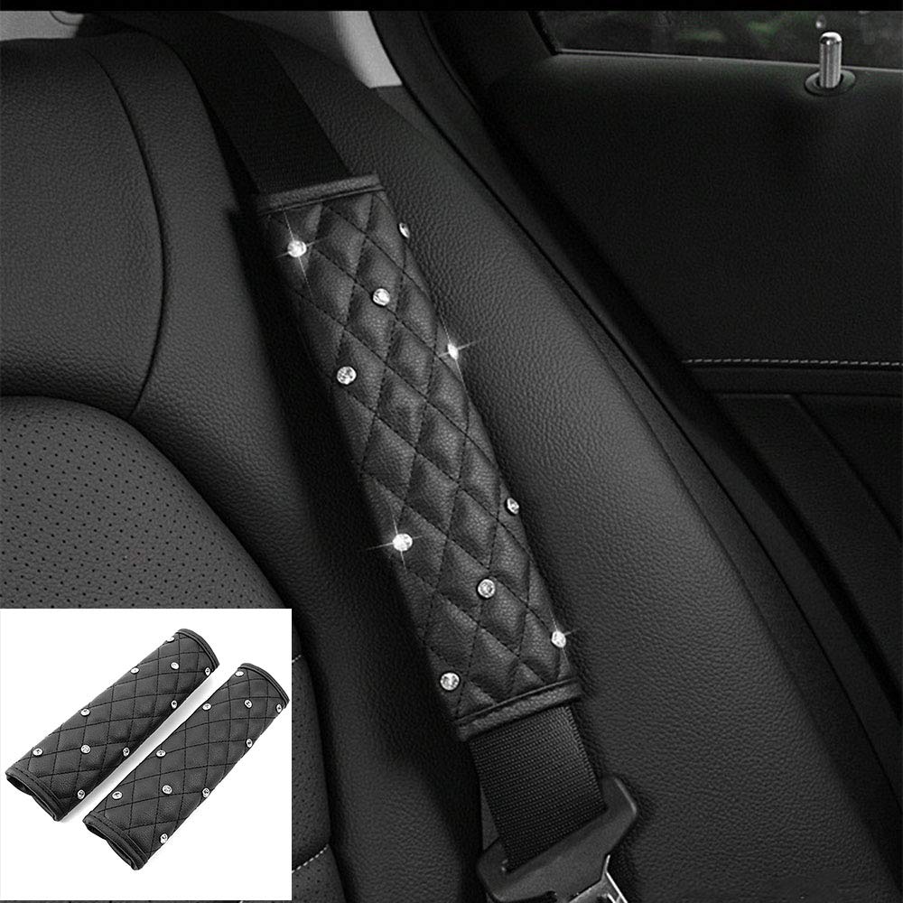 Yijueled 2 Packs Bling Bling Car Seat Belt Cover Seat Belt Pads Safety