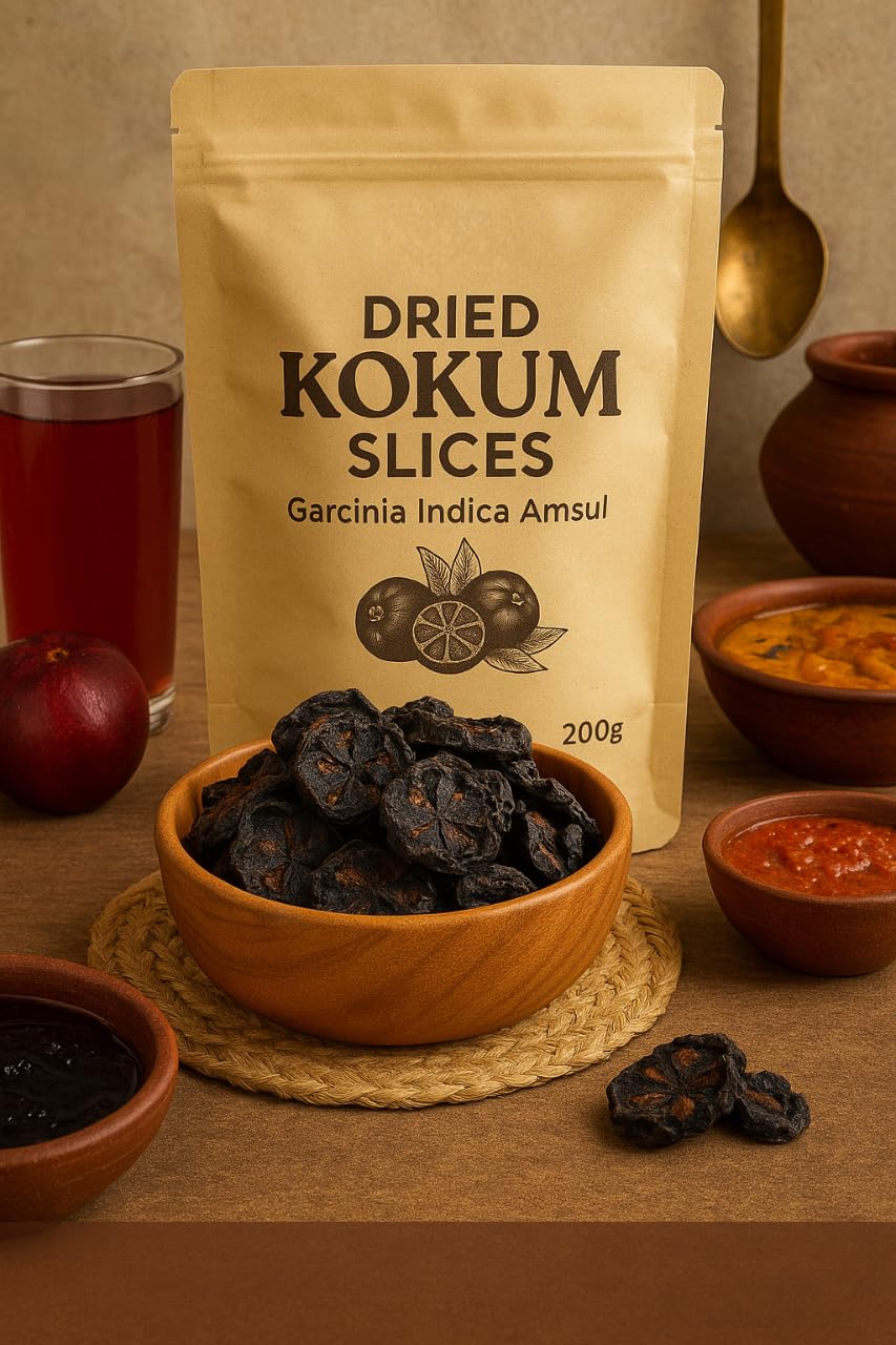 SSG Dried Kokum Slices 200g | Sun-Dried Garcinia Indica Amsul | Natural Khatta Fruit for Cooking, Digestion & Sharbat | Dry Kokum Rinds for Sol Kadhi, Dal, Curry, Chutney, Summer Drink