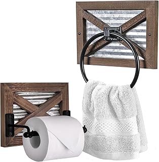 Autumn Alley Farmhouse Toilet Paper Holder and Rustic Towel Holder Set, ...