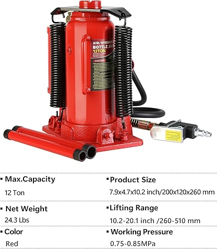 Miniatura 5 de Maotifeys Gato hidráulico de botella de aire de 32 toneladas con bomba manual manual, elevador de reparación de remolque de viaje para camioneta,