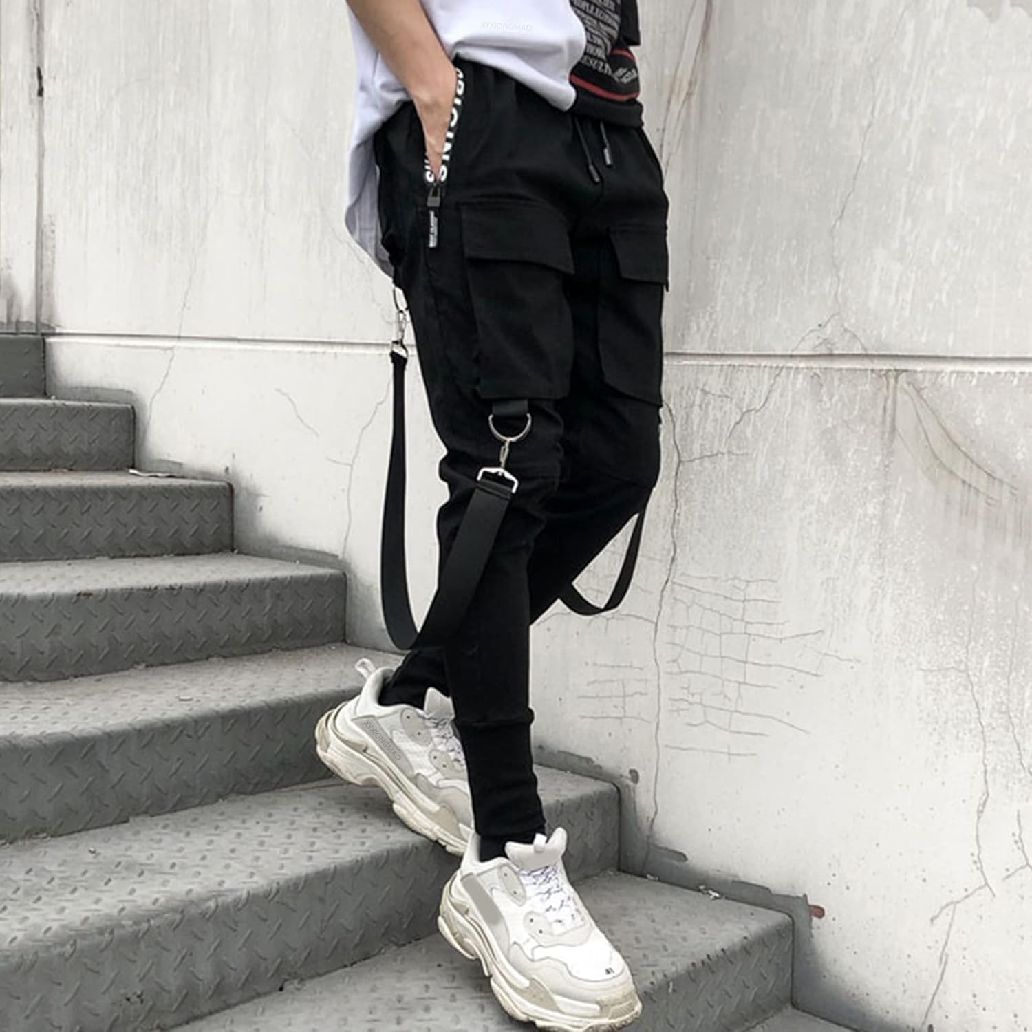 XYXIONGMAO Men's Unisex Cargo Harem Pants Functional Tactical Sweatpants Slacks Hip Hop Jogger Techwear Streetwear Overalls - Image 4