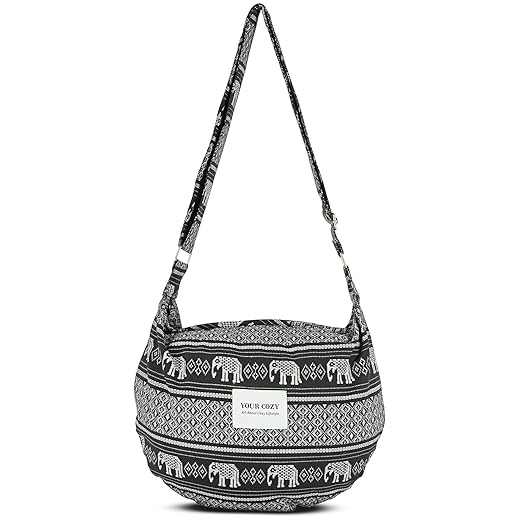 YOUR COZY Women's Sling Crossbody Bags Large Shoulder Shopping Hobo Bag Handbag Top Zip Bags Handmade Messenger Bag (Black)
