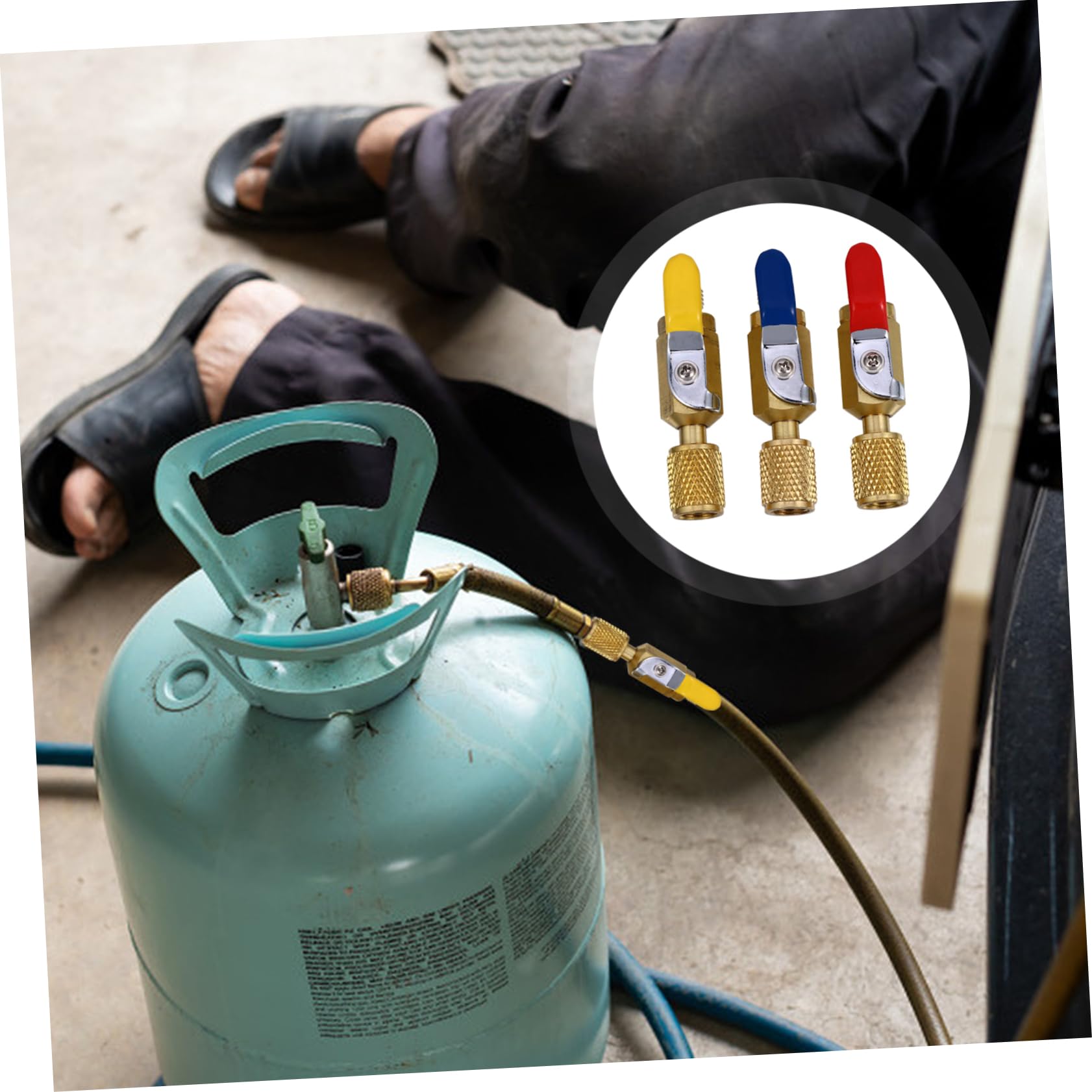OUNONA Valvola a Sfera Compatta On-Off in Ottone per Accessori Climatizzazione, Attacco Dritto per Gas Refrigerante, 3 Pezzi